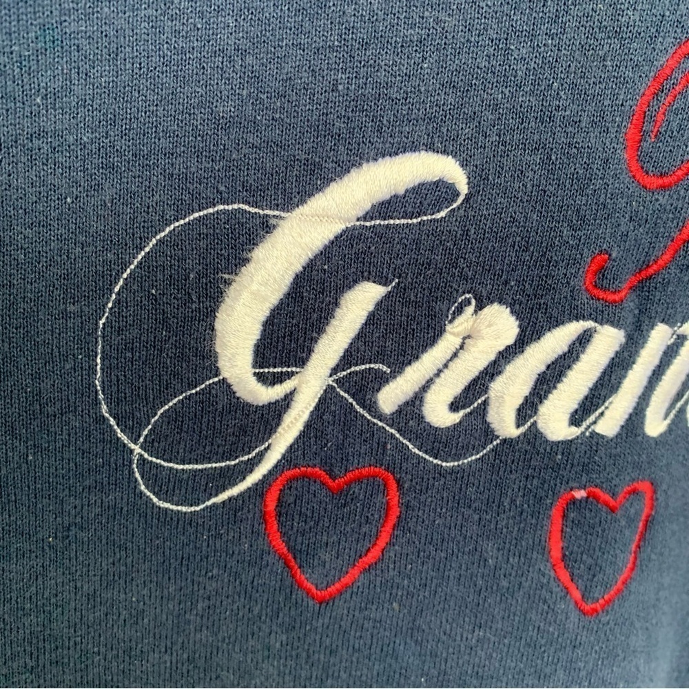 Vintage Best Grandma Embroidered Crewneck Sweatshirt Adult XL 90s Sweater Hearts - Picture 3 of 6
